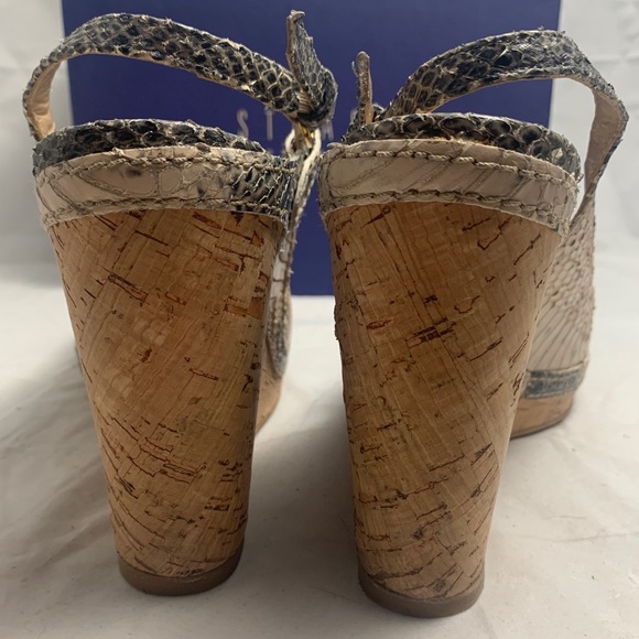 Stuart Weitzman 11 CPASIDE Snakeskin wedge slide - Picture 5 of 8